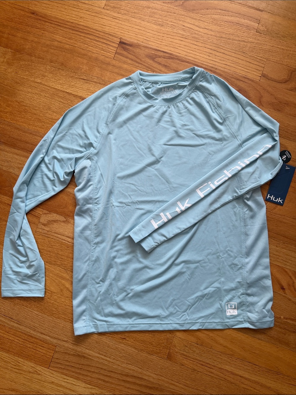Huk Light Blue Long-Sleeve Fishing Performance Tee